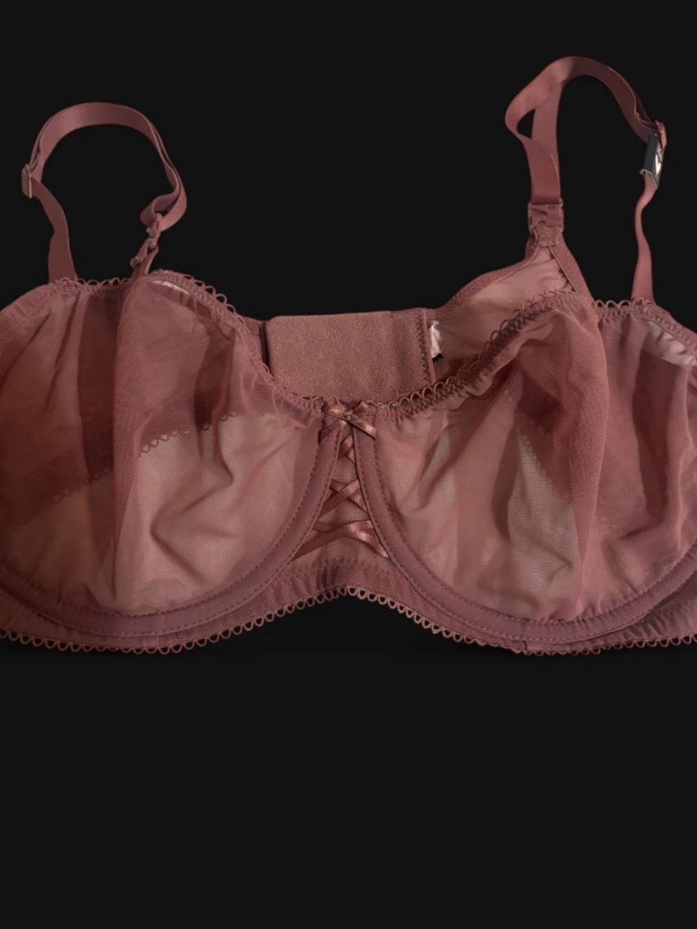 Victoria's Secret Lace-Up Sheer Underwire Bra in Dusty Rose